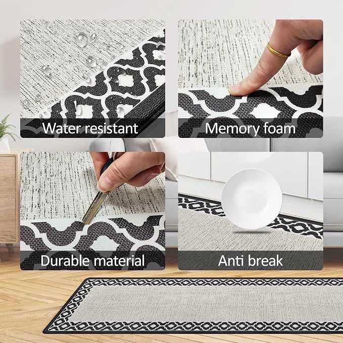 Anti Fatigue Kitchen Rug Long Kitchen Mats for Floor Ergonomic Comfort Memory Foam Standing Mat Non Slip Waterproof Kitchen Rug Farmhouse Kitchen Rugs for Floor Office Sink Laundry 17.3×70.8inch