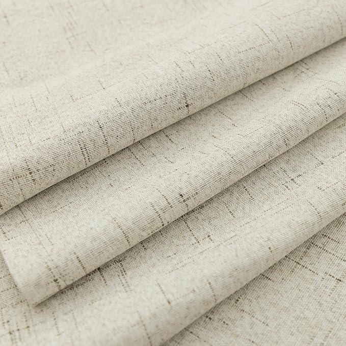 KOUFALL Natural Back Tab Linen Blackout Curtains for Living Room 52 by 54 Inch Length