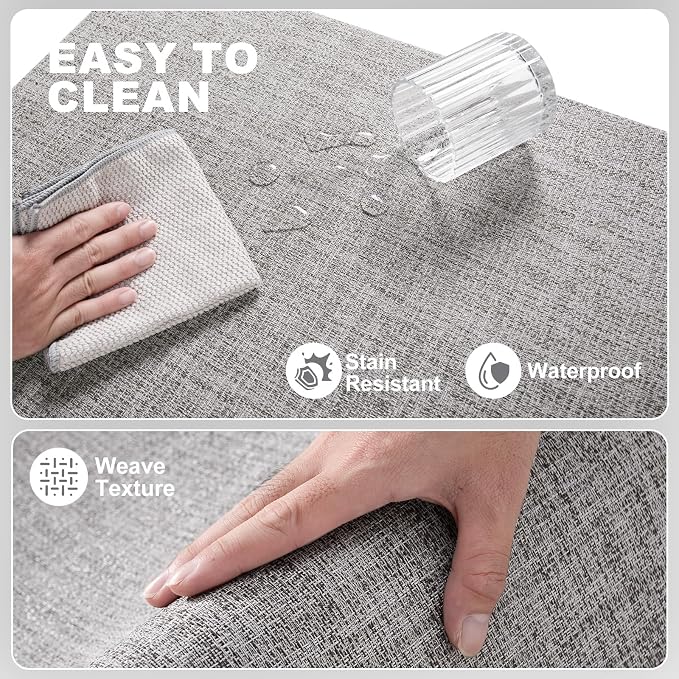 Collive Kitchen Mats Cushioned Anti Fatigue, Modern Abstrac Waterproof Kitchens Floor Mat Non Slip Sink Rug 2 Piece, Comfort Desk Standing Rugs for Office, Laundry, 17"x29"+17"x47", Light Grey