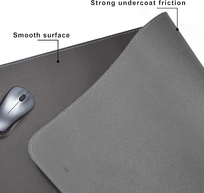 CENNBIE Desk Mat Pad Blotter Protector 47.2" x 19.6", PU Leather Desk Mat Laptop Keyboard Mouse Pad with Comfortable Writing Surface Waterproof (Grey)