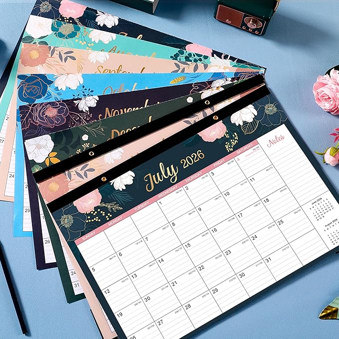 2026 Desk Calendar - Jan 2026 - Dec 2026, 12 Months Desk/Wall Calendar 2026, 14.6" x 11.5", 2-in-1 Desk Calendar, Holidays, Notes, Cutting-line Design, Corner Protectors & Hanging Holes