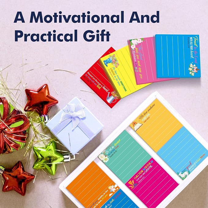 18 Pack Bible Sticky Notes with Lines, Inspirational Religious Christian Notepads, Bible Verse Quote Notepads for Message, Reminder, Gifts, Diary Lists, Office, School, Scripture Memo Pads (3” x 3”)