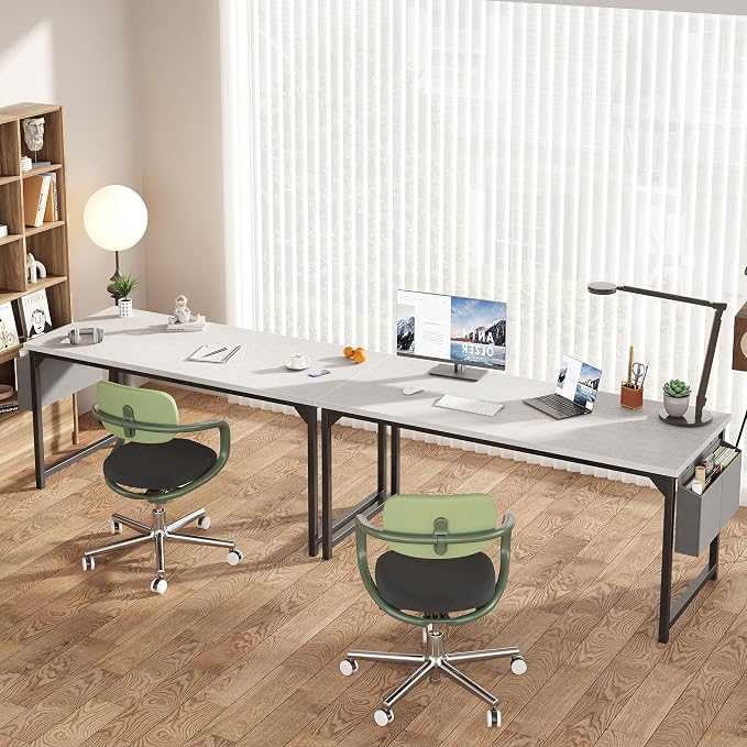 OLIXIS 63 Inch Computer Desk for Home Office, Writing Study Craft Gaming Table, Modern Computer Workstation with Storage Bag for Bedroom Small Spaces, White