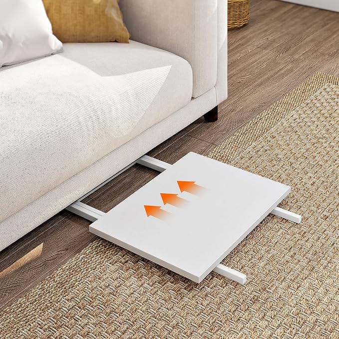 HOOBRO Folding TV Tray Tables, Stable Snack Table for Small Space, Portable Sofa Side Table, Easy Assembly and Storage, Ideal for Snacks and Meals in Living Room, White WW15BZ01