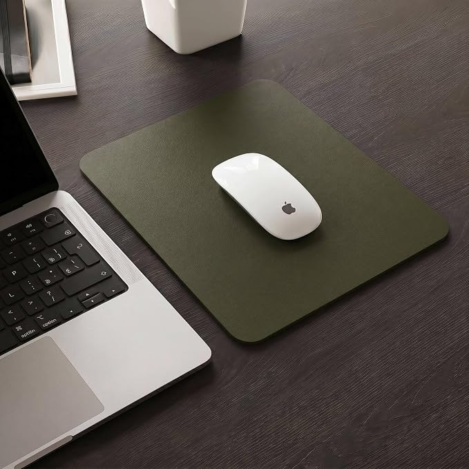 Leather Desk Pad Protector, Waterproof Mouse Pad, PU Desk Mat, Office Desk Cover, Desk Writing Mat for Office/Home/Work/Cubicle (Olive Green) 9x8 in
