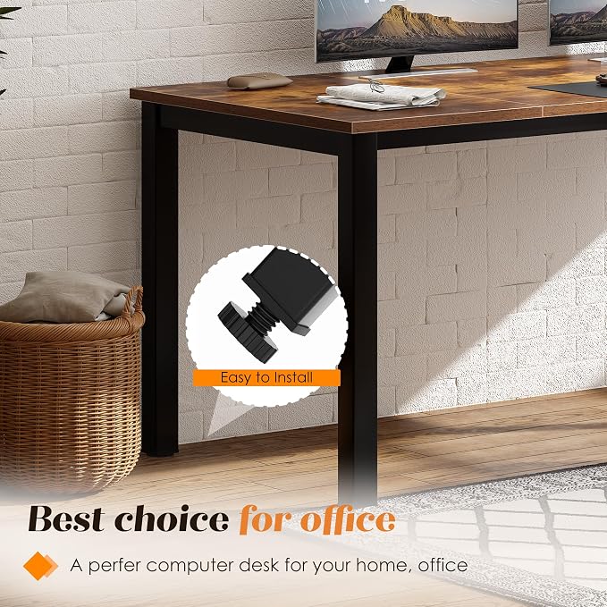 Need Large Computer Desk 70.8 x 31.5 inches Conference Table Large Office Desk Writing Table Workstation for Home Office,Rustic Brown AC3FB-180-ND