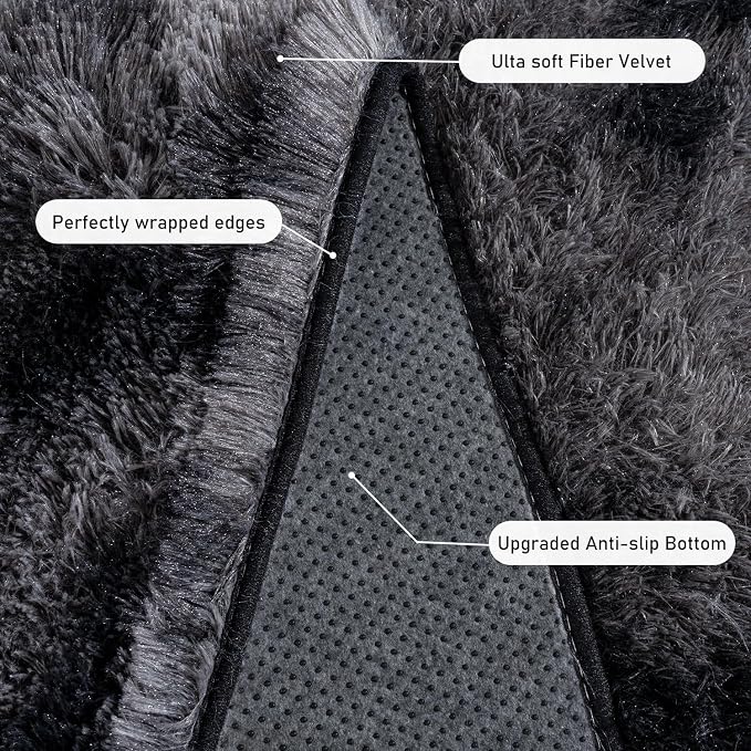 Rugs for Living Room 6x9, Soft Shaggy Modern Shag Area Rug for Bedroom, Upgrade Non-Slip Plush Fluffy Carpet for Kids Boys Girls Room Home Decor Aesthetic, Dark Grey