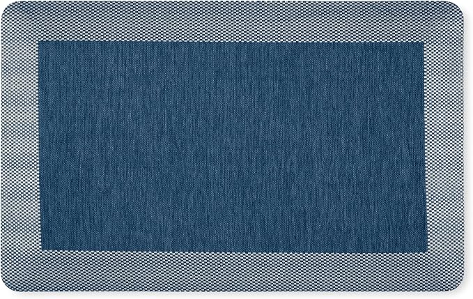 MARTHA STEWART Mira Modern Heathered Solid Anti-Fatigue Air-Infused Kitchen Mat, Navy Blue, 19.6"x32"