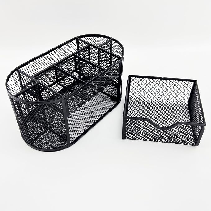 Fengtaiyuan T12, Black Metal Wire Mesh Pencil Holder for Desk, Pencil Cup for Office, Pen Holder for School, Desktop Organizer, Office Storage Box (T12)