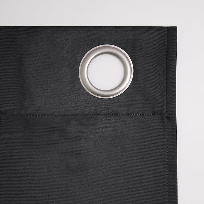 Sun Zero Nordic 2-Pack Theater Grade Noise Reducing Extreme 100% Blackout Grommet Curtain Panel Pair, 52" x 63, Coal Gray