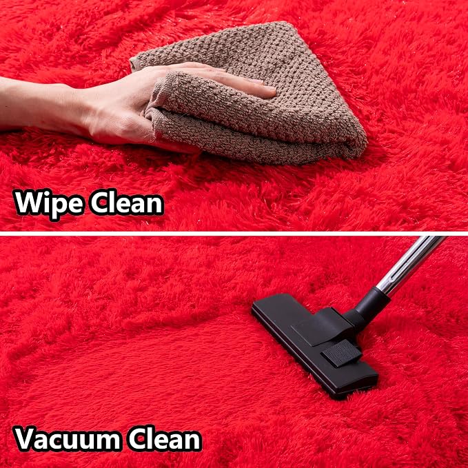 Awaytail Area Rug 6x9 for Living Room Anti Slip - Fluffy Rug for Bedroom Washable - 6 by 9 Carpet Fuzzy Rugs Indoor Red