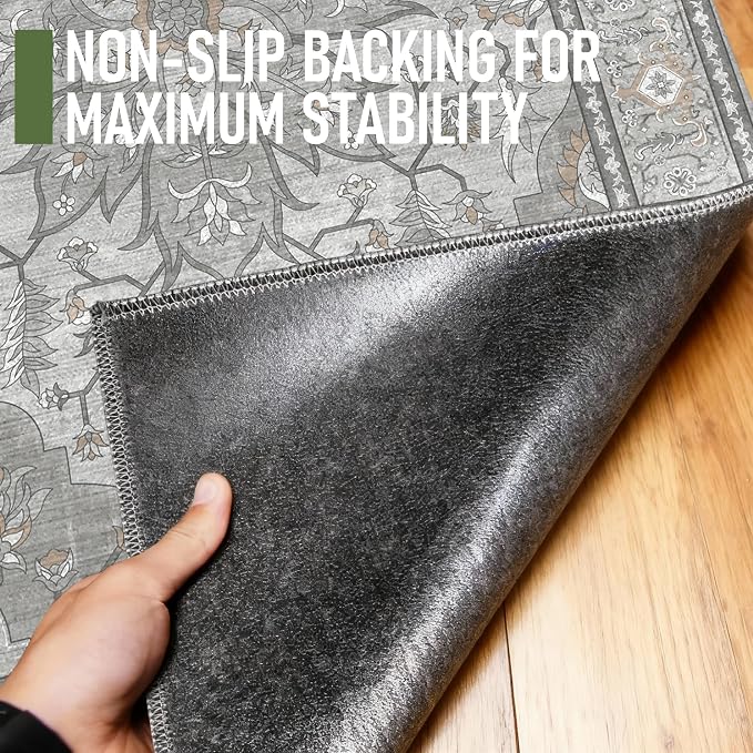 36"x48" Office Chair Mat for Hardwood, Under Desk Chair Mat for Home Office, Anti-Slip Office Rugs for Rolling Chairs, Floor Protector Washable Rugs Warm Gray