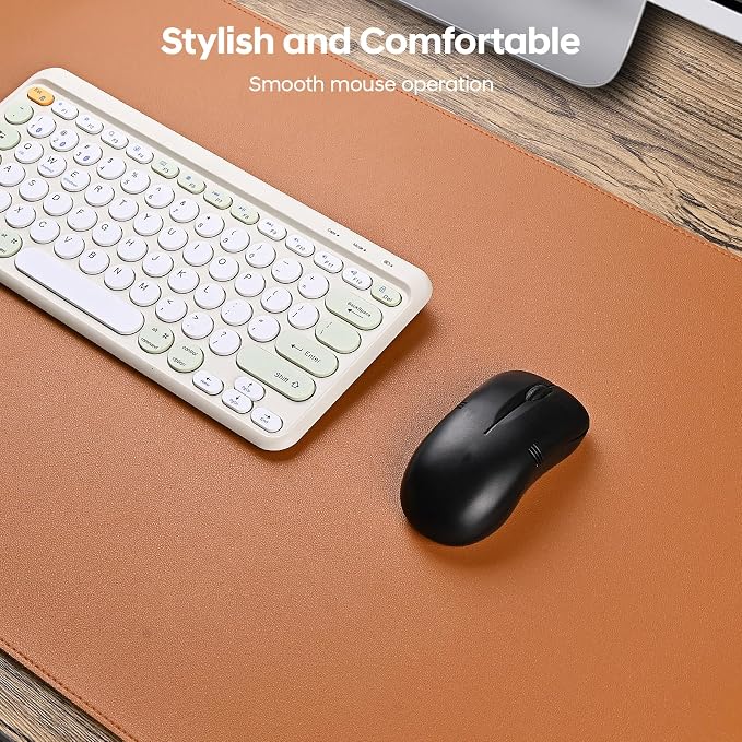 Leather Desk Pad Protector, Office Desk Mat, Large Mouse Pad, Non-Slip PU Leather Desk Blotter, Waterproof Computer Desk Writing Pad for Office and Home (Brown, 23.6" x 13.7")