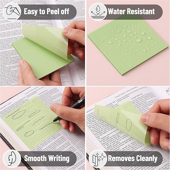 Mr. Pen- Transparent Sticky Notes, 3”x3”, Vintage Colors, 12 Pads, 600 Sheets, Bible Journaling Sticky Notes, See Through Sticky Notes, Translucent Sticky Notes, Stocky Notes for Bible Journaling