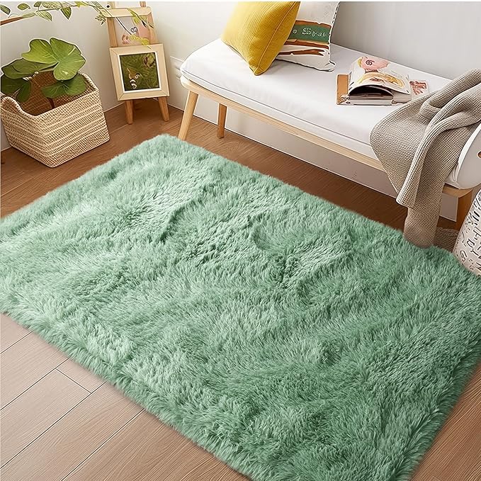 Awaytail Sage Rug Collection - 3 x 5' Non-Slip Height Pile 1.4" Plush Rug Rubber Backing - Throw Rugs Carpet for Bedroom