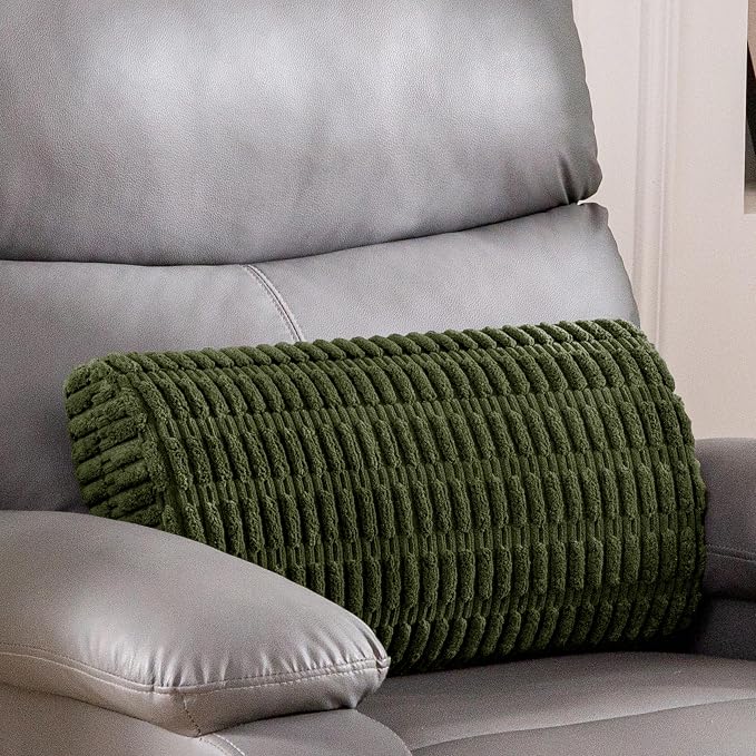 Lumbar Support Pillow for Recliner Chair/Office Chair/Couch, Memory Foam Back Support Cushion with Adjustable Strap, Recliner Cushions for Lower Back Pain Relief, Sleeping, Washable Cover, Dark Green
