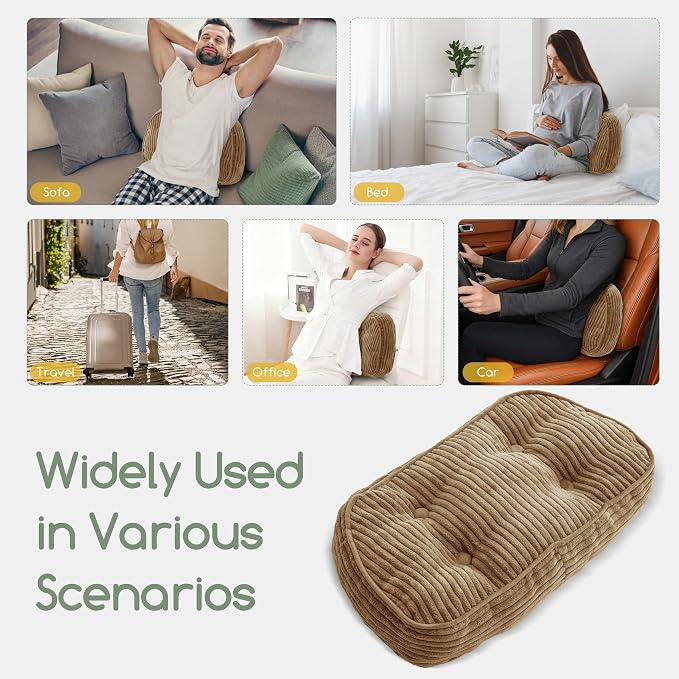 HIGOGOGO Lumbar Support Pillow for Recliner Chair/Accent Chair/Couch/Office Chair, Tufted Corduroy Back Support Cushion for Elderly, Recliner Cushions for Back Rest, Pain Relief, Reading, Coffee