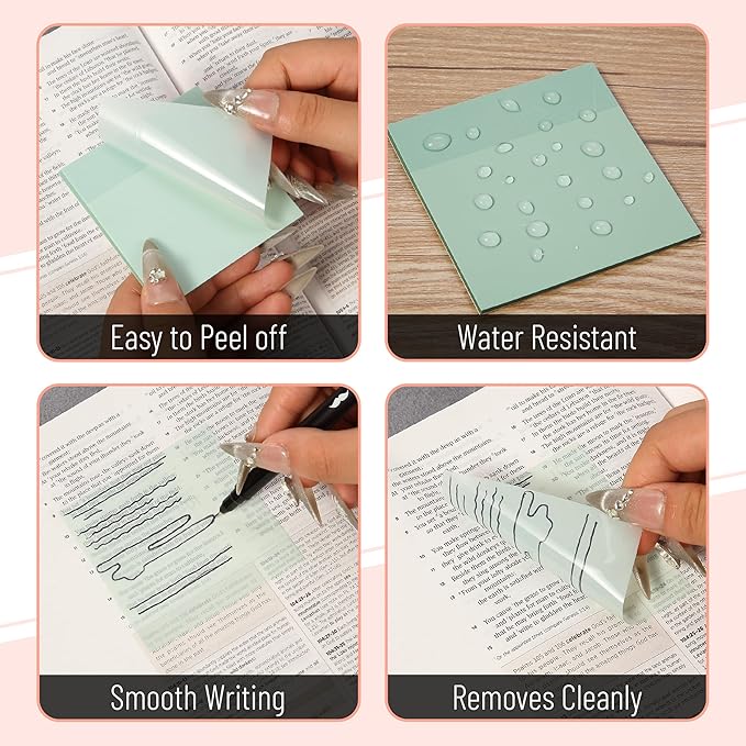 Mr. Pen- Transparent Sticky Notes, 3”x3”, 12 Pads, 600 Sheets, Boho Colors, Bible Journaling Sticky Notes, See Through Sticky Notes, Translucent Sticky Notes, Stocky Notes for Bible Journaling