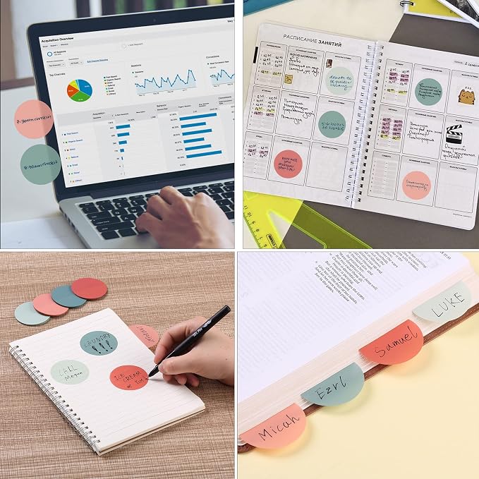 Mr. Pen- Round Transparent Sticky Notes, 1.8”, 4 Pads with Black Fineliner | 200 Sheets, Smooth Writing, Water-Resistant, Clean Removal, Easy-Peel Sticky Notes for Bible Journaling & Planning