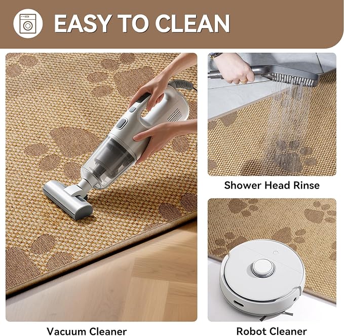 YDKGL Kitchen Mats for Floor, Super Absorbent Kitchen Rugs Non Slip Washable, Rubber Backing Soft Woven Linen Embroidery Runner Rug, Standing Mat Kitchen Sink Mat, Easy to Clean, Brown 17x30