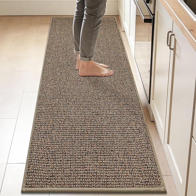 BEQHAUSE Kitchen Runner Rugs 24"x84", Non-Slip Kitchen Mats for Floor, Super Absorbent and Stain Resistant Kitchen Rug, Machine Washable Rugs for Kitchen, Hallway, Laundry & Sink, Taupe