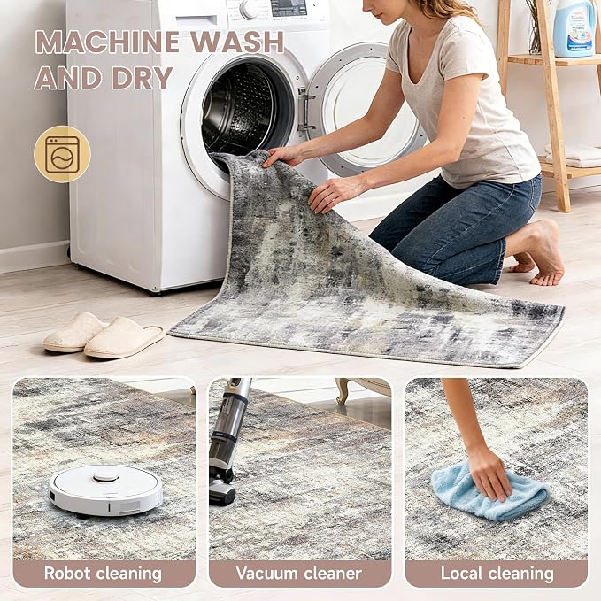 Office Chair Mat for Hardwood Tile Floor, 36"x48"Anti-Slip Under Desk Carpet Protector for Rolling Computer Chair Mat, Machine Washable Office Area Carpet (Chenille,Beige)