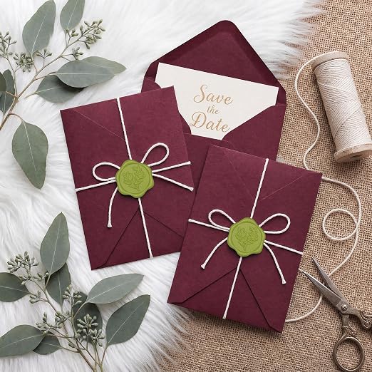 UNIQOOO Wax Seal Stickers - Eucalyptus Wedding Invitation Envelope Seal Sticker, 50 Pcs Self- Adhesive Chartreuse Green Stickers, Perfect for Invitation, Christmas, Gift Wrapping, Party