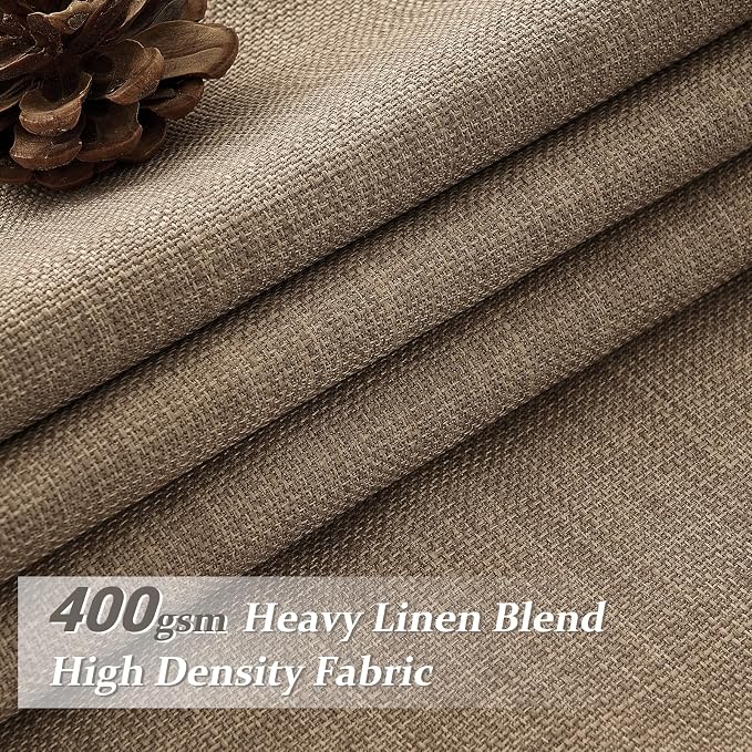 Blackout Double Layer Thick Linen Curtains 108 Inches Long for Sliding Glass Doors, Rust Brown Memory Trained Pinch Pleated Insulated Noise Reducing Elegant Window Curtain & Drapes 2 Panels 9FT Length