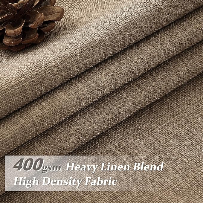 Rust Brown Pinch Pleated Blackout 90 Inch Curtains for Sliding Glass Doors 2 Panels Set, Memory Shape Linen Thermal Sound Dampening Dual Layer Heavy Drapes Textured Windows Curtain 40x90 Inches Long