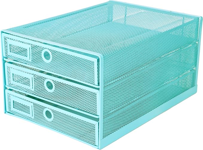 Exerz Paper Sorter 3 Drawer Wire Mesh A4 / Desk Multifunctional Desk Organiser/Multi-Layer Letter Tray - for Documents, Magazines, Notebooks and Letter | Desk Organiser Pull Out Trays Keep Files Letters Magazines Folders Notebooks Neatly Separated Easy...