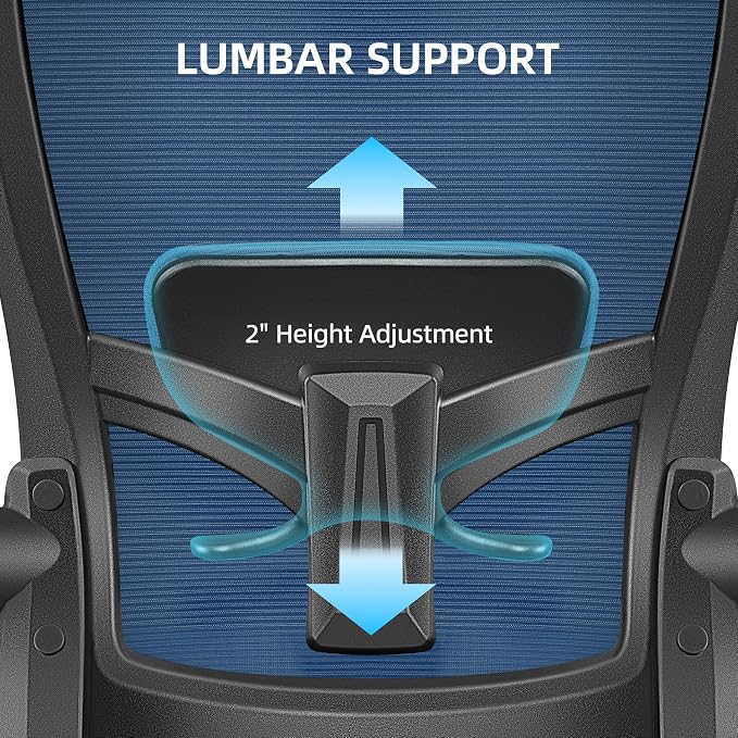 FelixKing Office Chair, Desk Chair with Adjustable Lumbar Support, Ergonomic Computer Chair with High Back and Armrest, Adjustable Height Gaming Chair Home Office Swivel Chair(Navy)