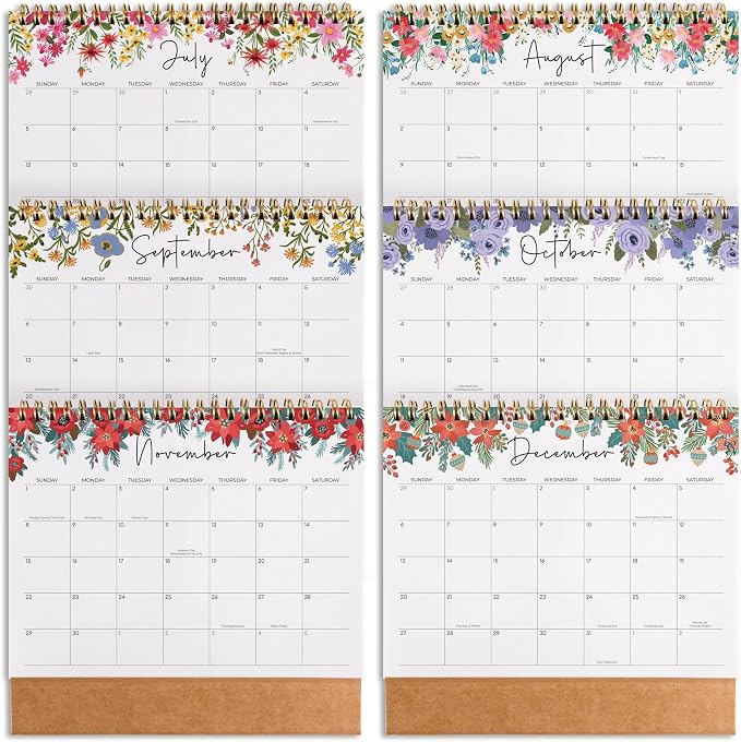 Small Desk Calendar 2026-2027, Jokotha Standing Flip Calendar, July 2026 to December 2027, 18 Month Desktop Calendar with Stickers & Floral Design, 8"x6"