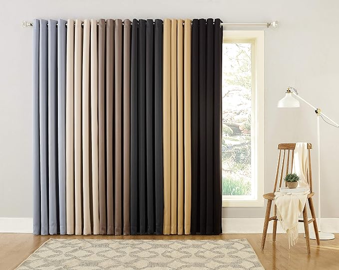 Sun Zero Nordic 2-Pack Theater Grade Noise Reducing Extreme 100% Blackout Grommet Curtain Panel Pair, 52" x 84, Coal Gray