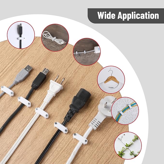 Bates- Cable Clips with Steel Nails, 200 pcs, White, Large, 2-Nail Cord Clips for Wires on Wall, Cable Wall Clip, Wire Wall Clips, Cable Wire Clips, Coaxial Cable Clips, Cord Wall Clip