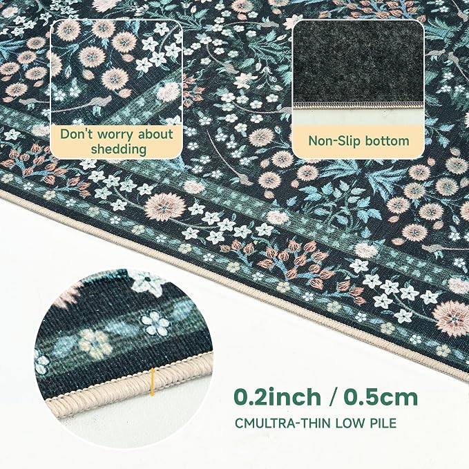 Office Chair Mat for Hardwood Tile Floor, 36"x48"Anti-Slip Under Desk Carpet Protector for Rolling Computer Chair Mat, Machine Washable Office Area Carpet (Chenille,Vibrant Green)