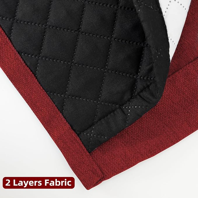 DriftAway Blackout Soundproof Thermal Insulated Linen Textured Curtains with Quilted Thermal Lining for Cold and Heat Blocking Noise Reducing Daytime Sleep 1 PC 52 Inches by 63 Inches Red