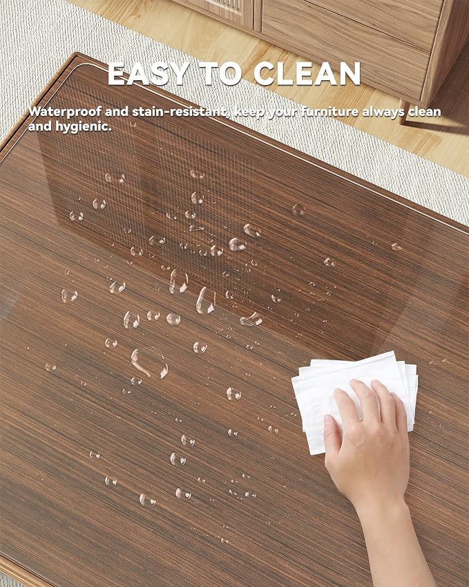 Clear Writing Desk Pad, 16’’x36” Heat Resistant Waterproof PVC Round Edge Durable Desk Protect Mat, Anti-Static Writing Mat Table Protector