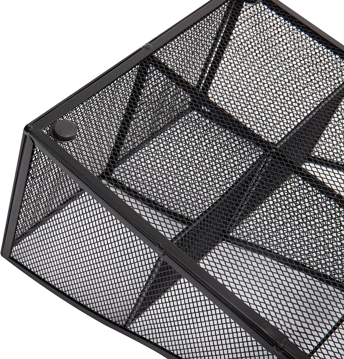 Mind Reader Cup and Condiment Station, Set of 2, Countertop Organizer, Coffee Bar, Metal Mesh, 8.5"L x 14.5"W x 5.25"H, Black