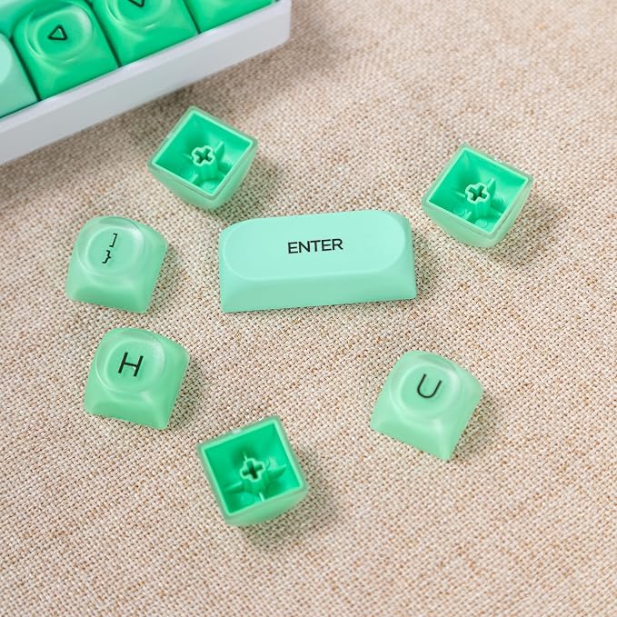 Guffercty kred HOA Profile Keycaps Set 132 PCS - PBT Cute Jelly Liquid Foundation Keycaps 60 Percent Compatible with Cherry MX Switch 60% 65% 75% 100% Mechanical Keyboards (Green Liquid Foundation)