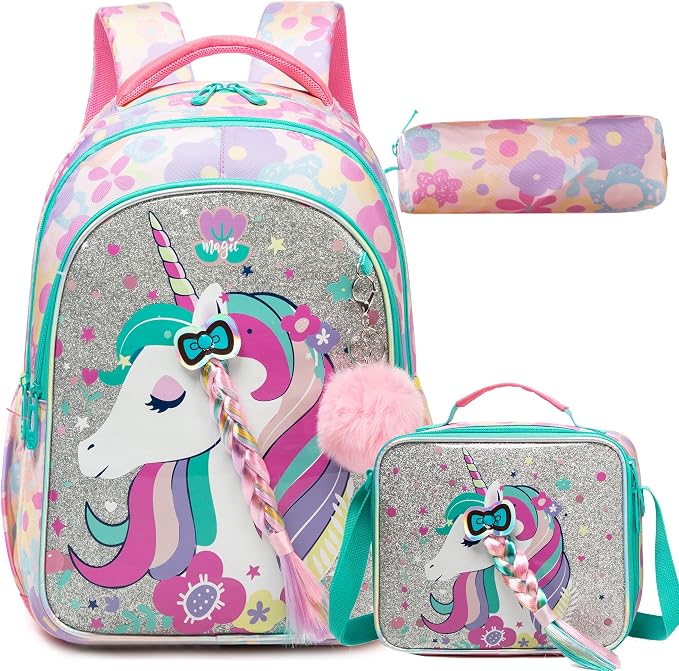 Unicorn Kids Backpack for School Backpack for Girls Primary School Kids Backpacks Daypack Elementary Students for Teens Girls Backpacks for Travel