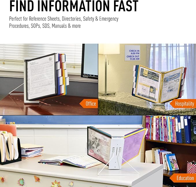 Durable Instaview20 Pocket Expandable Desktop Reference System - Letter Size 10 Double-Sided Panels - Assorted Color Borders