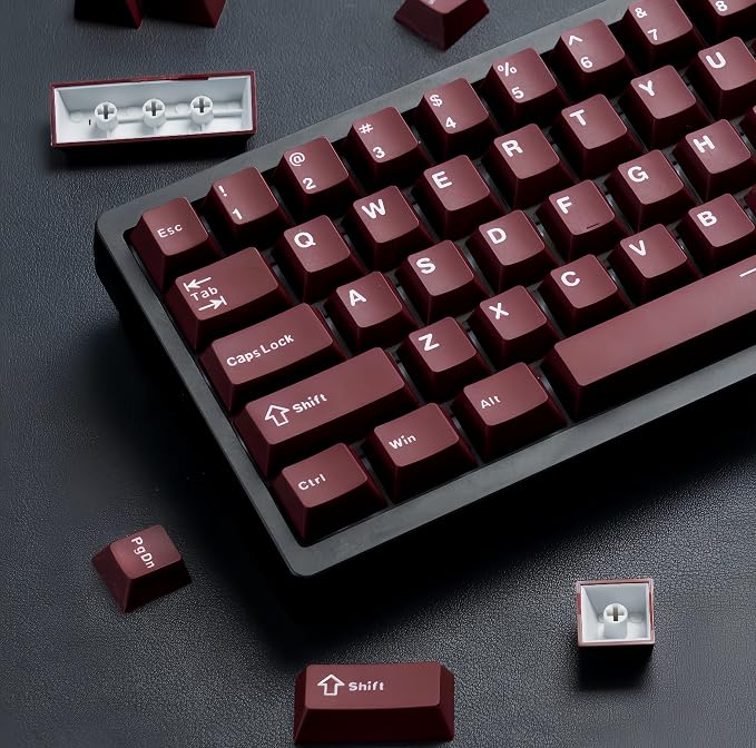 dagaladoo Double Shot PBT keycaps Set,Dark Red Keyboard caps,Cherry Profile Keycaps 60 65 75 100 Percent,126- Key Custom keycaps for Mechanical Keyboard Gaming(61/64/68/84/87/100/104/108)