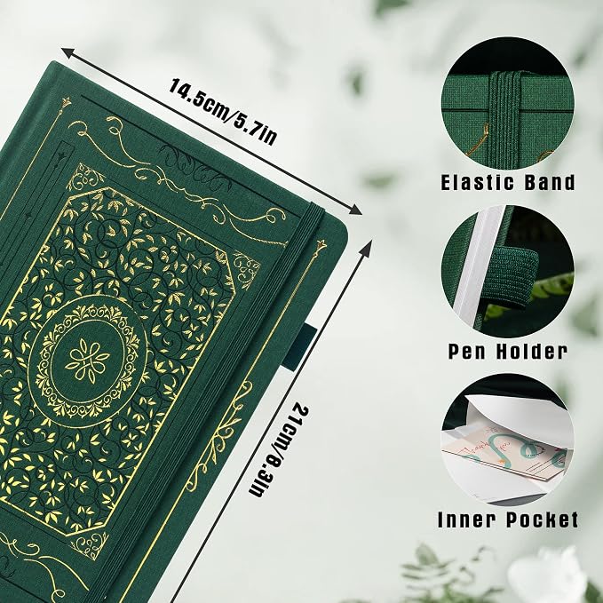 TIEFOSSI Dotted Notebook, 160gsm Thick Paper, Hardcover Dot Grid Journals for Women Men, 192 pages, for Travel, School and Office Use