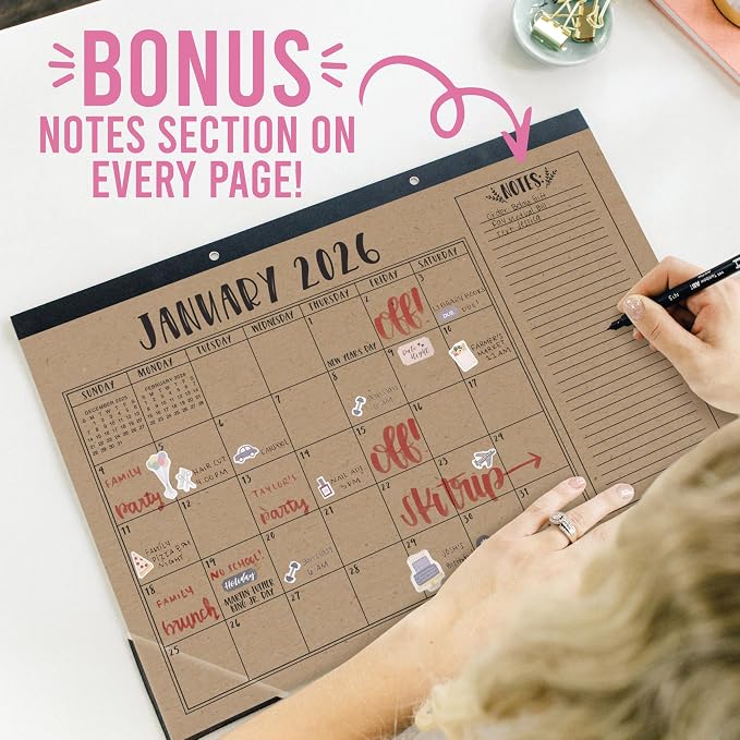 Hadley Designs Large Teacher Desk Calendar 2026-2027 - Desktop Calendar 2026, 18-Month Desk Calendars for Home, Office & Classroom, Cute Classroom Must Haves, Back to School Teacher Gifts