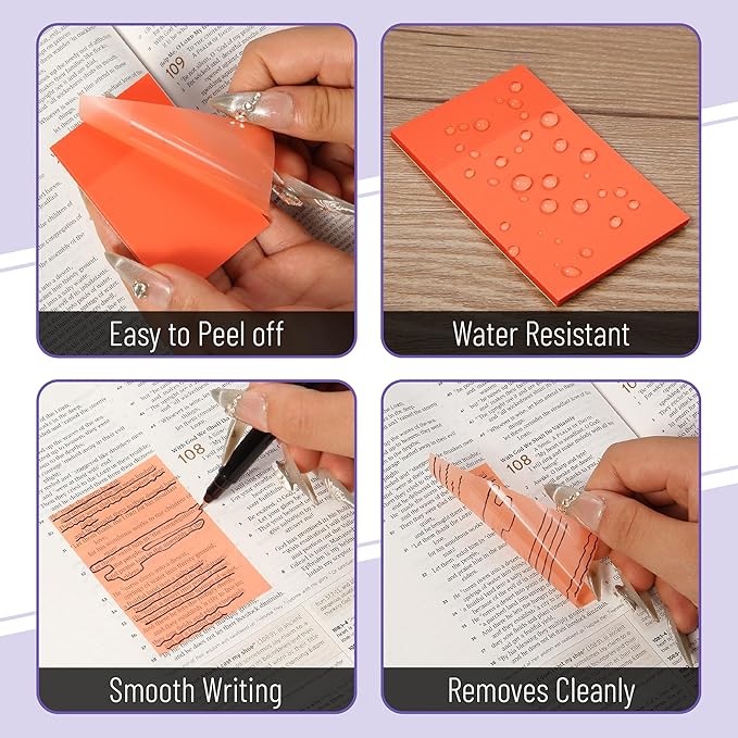 Mr. Pen- Transparent Sticky Notes, 3”x2”, 20 Pads, 1000Sheets, Colorful & Clear See Through Sticky Notes, Stocky Notes for Bible Journaling