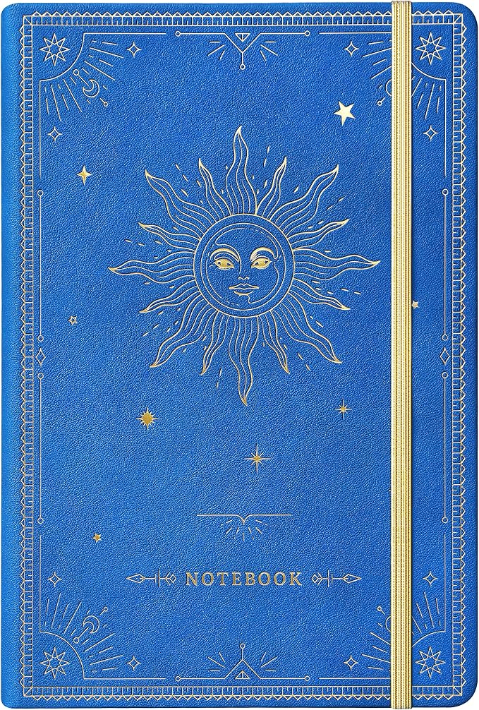 Artfan Ruled Notebook/Journal – Premium Thick Paper Faux Leather Classic Writing Notebook with Pocket + Page Dividers Gifts, Banded, Large, 144 Pages, Hard Cover, Lined (5.8 x 8.4) - Gemstone Blue