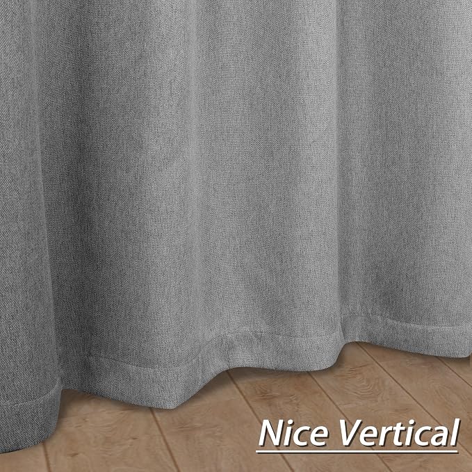 DriftAway Blackout Soundproof Thermal Insulated Linen Textured Curtains with Quilted Thermal Lining for Cold and Heat Blocking Noise Reducing Daytime Sleep 1 PC 52 Inches by 96 Inches Gray