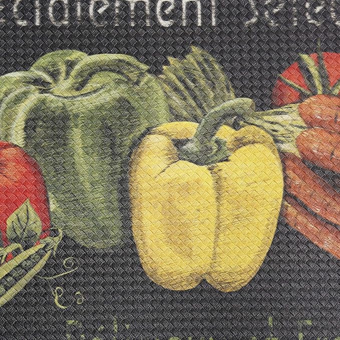 J&V TEXTILES Anti Fatigue Kitchen Mat - Kitchen Mat Cushioned Anti Fatigue, Kitchen Floor Mats Cushioned, Non Slip Waterproof Mat Standing Desk, 20x36x1/2 inches (Les Legumes)