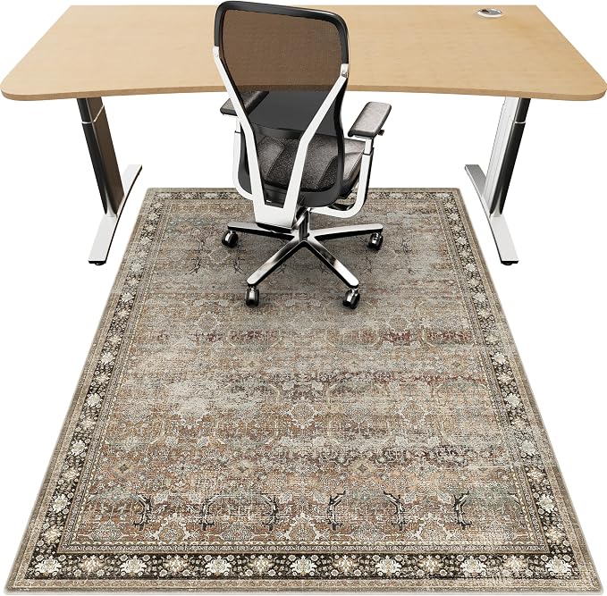 Office Chair Mat for Hardwood Floor, 36"x48" Desk Chair Mat for Home Office, Non-Slip Under Desk Mat Rug for Rolling Chair,Washable Rugs for Gaming Chairs-Rust