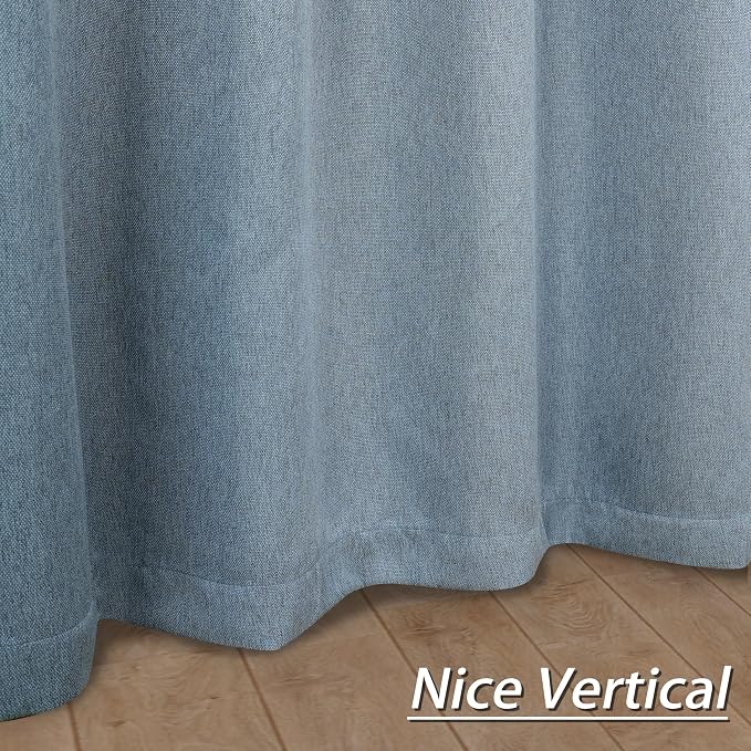 DriftAway Blackout Soundproof Thermal Insulated Linen Textured Curtains with Quilted Thermal Lining for Cold and Heat Blocking Noise Reducing Daytime Sleep 1 PC 52 Inches by 96 Inches Dusty Blue